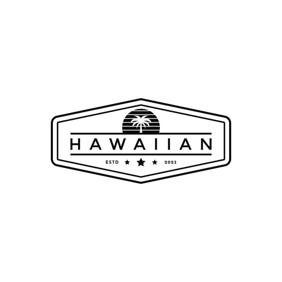 årgång retro hawaiian logotyp design aning vektor