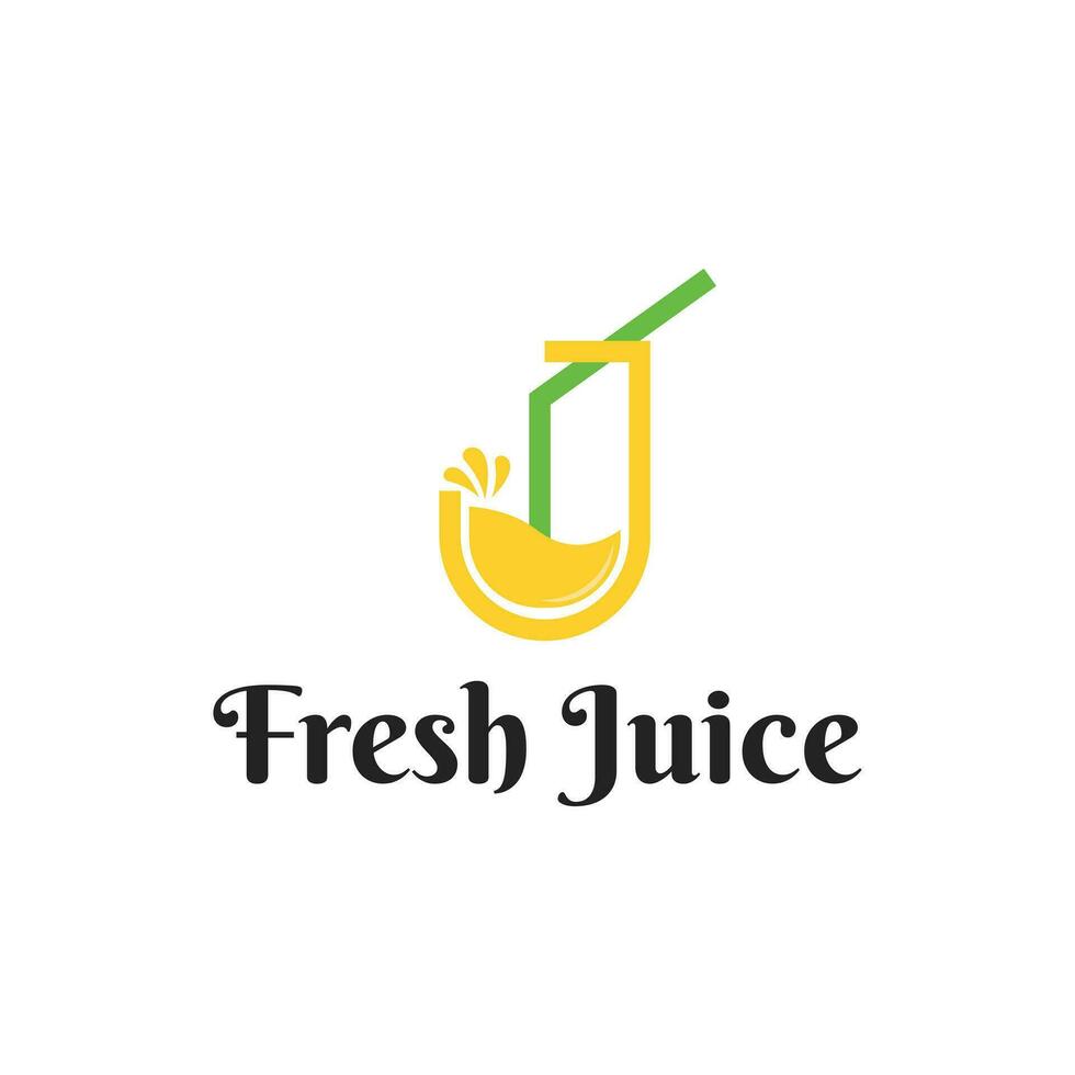 juice kopp dryck frukt logotyp design begrepp, brev j första juice logotyp vektor