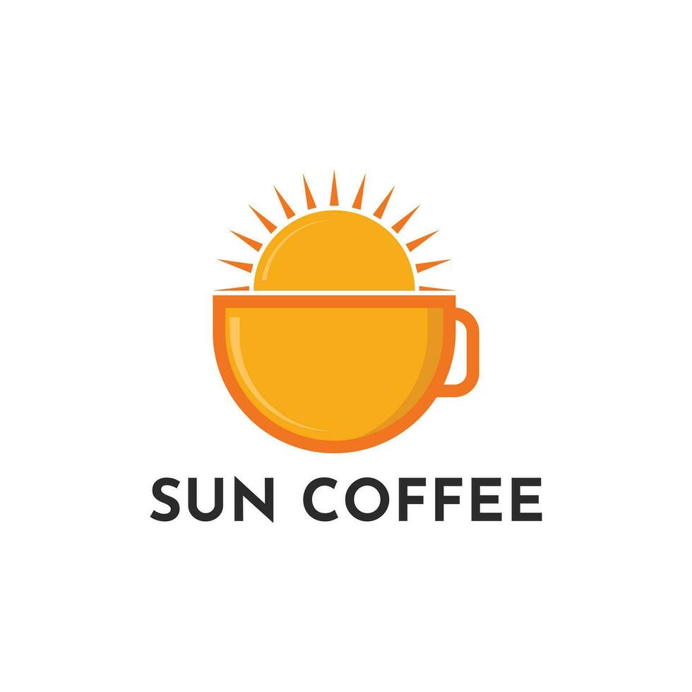 kaffe kopp med Sol logotyp design kreativ vektor