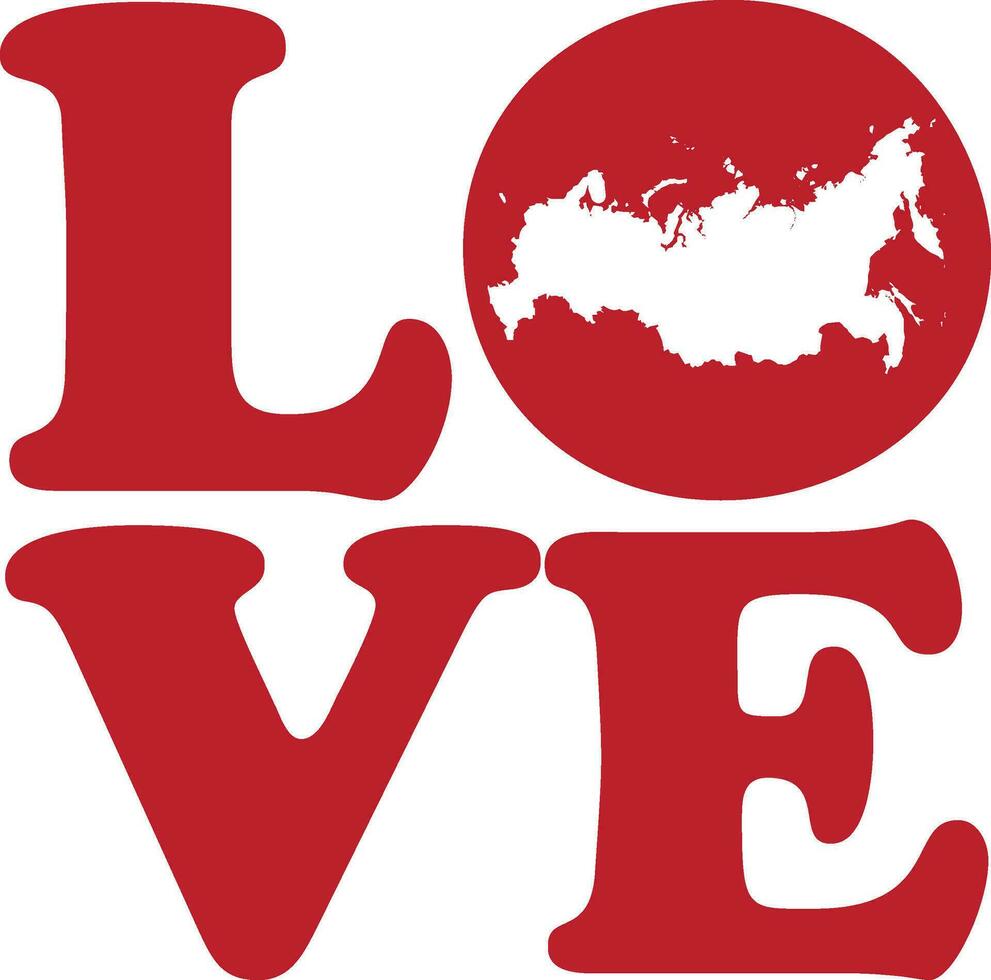 Liebe Russland rot Gliederung Silhouette isoliert Vektor Grafik