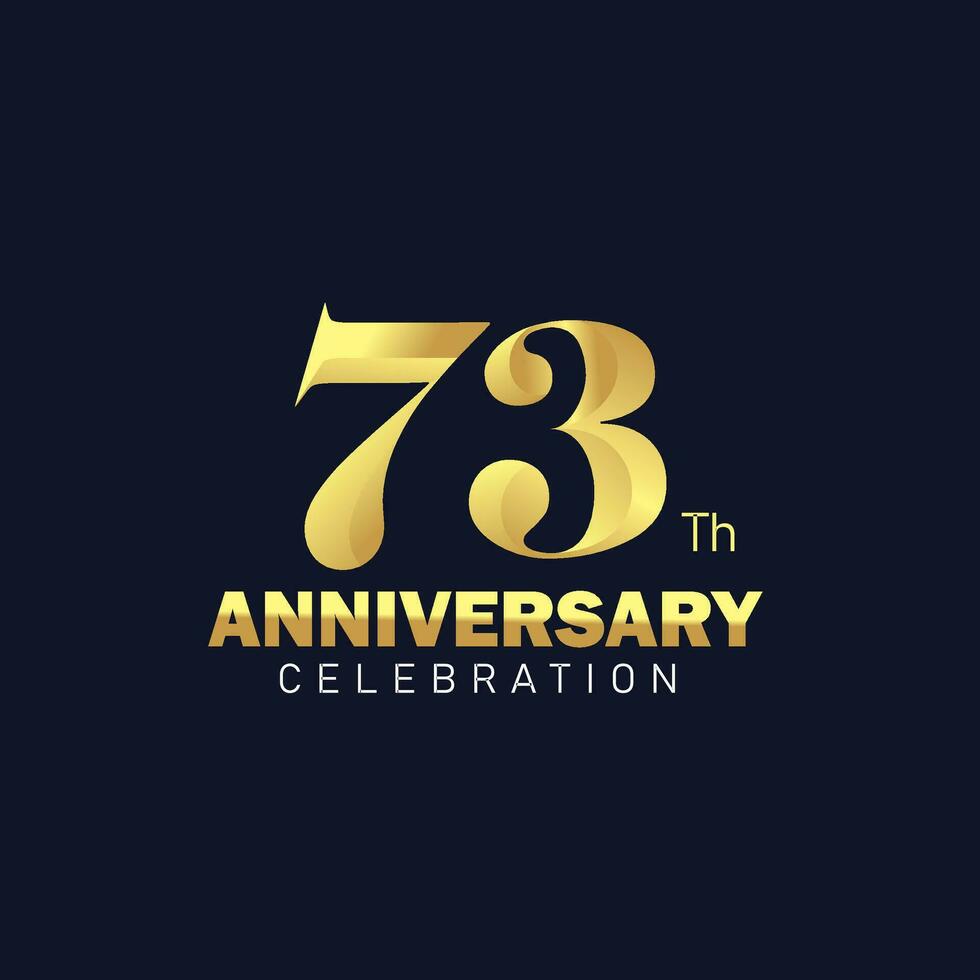 golden 73. Jahrestag Logo Design, luxuriös und schön Schwanz golden Farbe zum Feier Fall, Hochzeit, Gruß Karte, und Einladung vektor