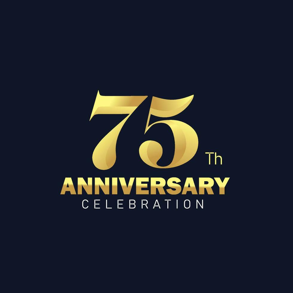 golden 75 .. Jahrestag Logo Design, luxuriös und schön Schwanz golden Farbe zum Feier Fall, Hochzeit, Gruß Karte, und Einladung vektor