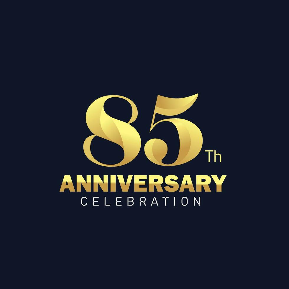 golden 85 .. Jahrestag Logo Design, luxuriös und schön Schwanz golden Farbe zum Feier Fall, Hochzeit, Gruß Karte, und Einladung vektor