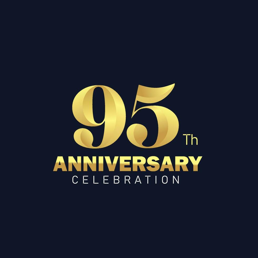 golden 95 .. Jahrestag Logo Design, luxuriös und schön Schwanz golden Farbe zum Feier Fall, Hochzeit, Gruß Karte, und Einladung vektor