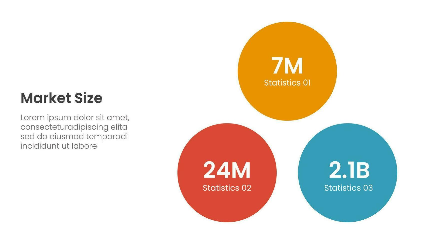 Markt Größe oder Größe von Der Umsatz Infografik 3 Punkt Bühne Vorlage mit Balance Kreis Stapel zum rutschen Präsentation Vektor