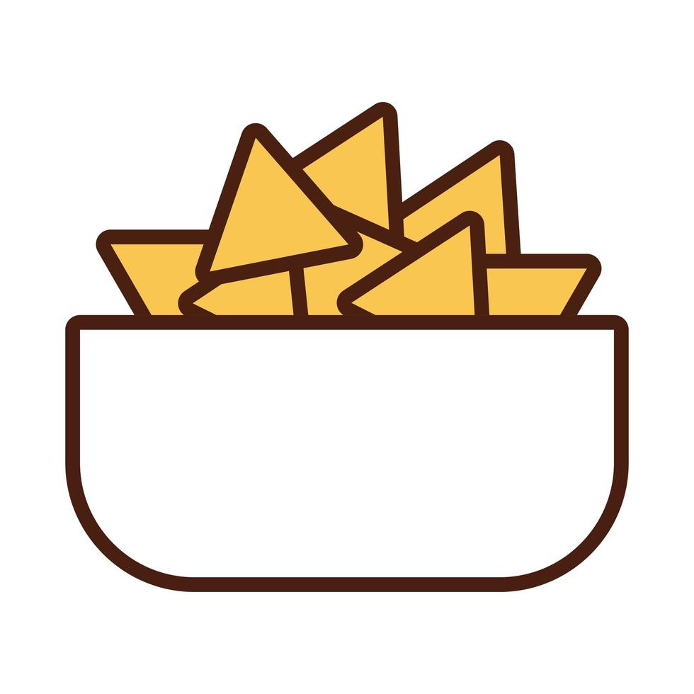 skål med nachos linje och fyll stil ikon vektor