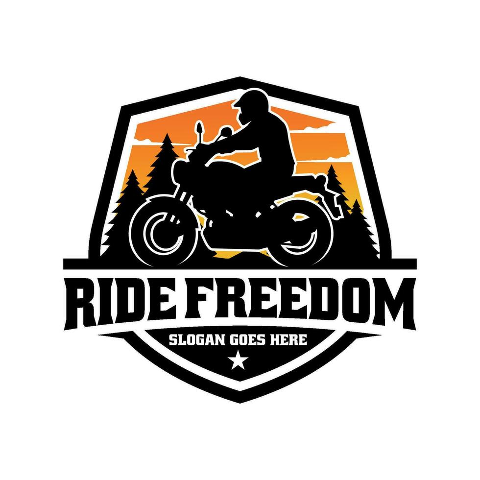 Biker Reiten Abenteuer Motorrad Illustration Logo Vektor