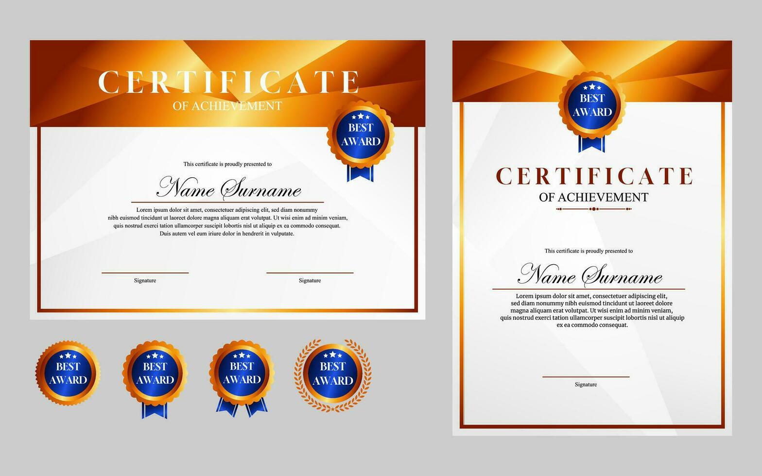 certifikat design enkel modern a4 lyx certifikat guld Färg vektor
