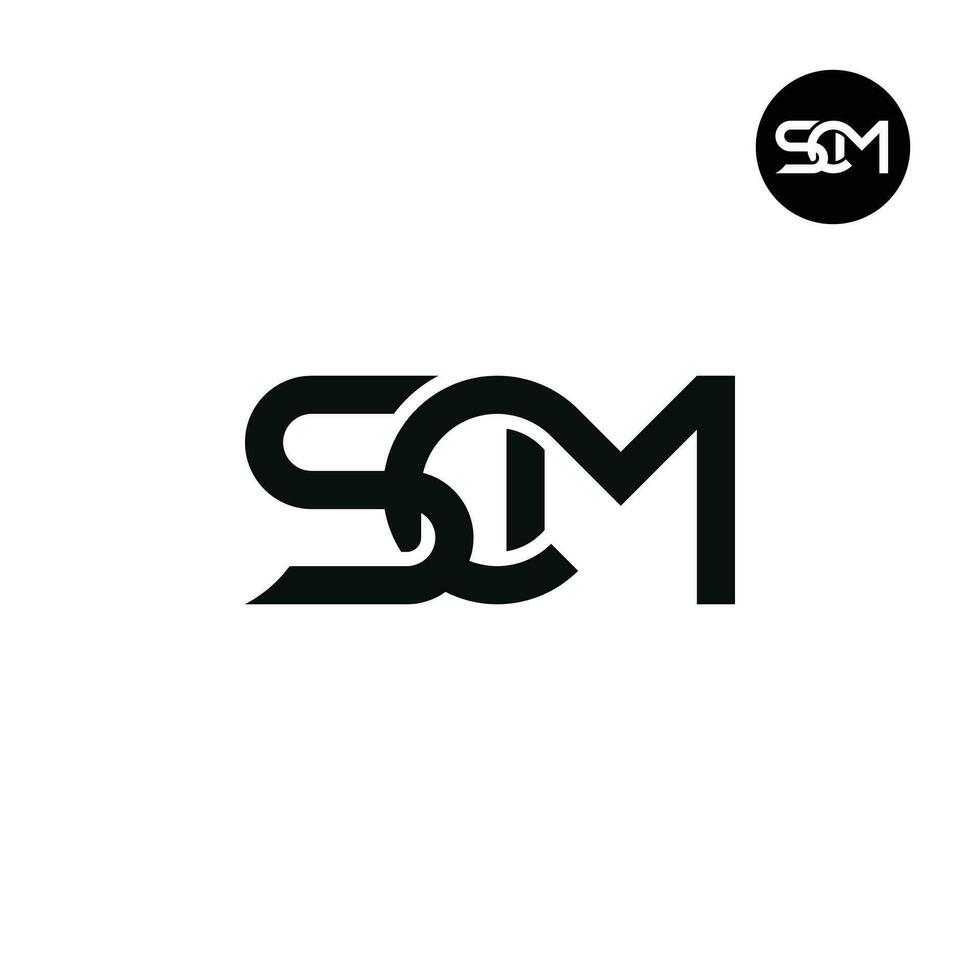 brev scm monogram logotyp design vektor