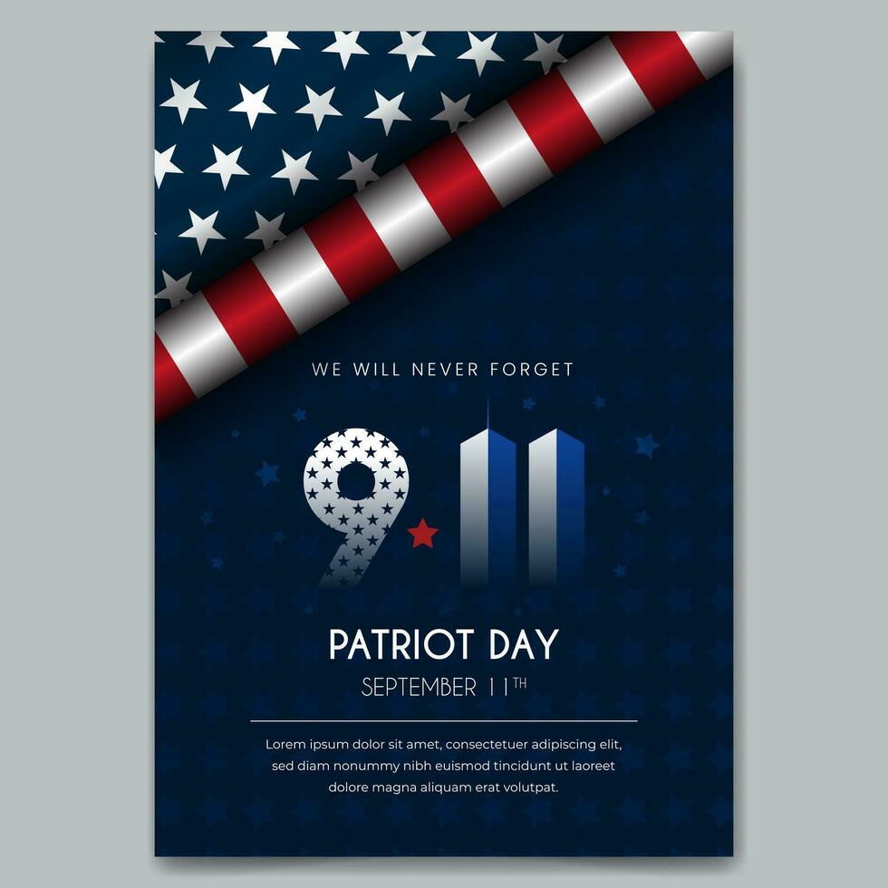 glücklich Patriot Tag September 11 .. Poster Design mit Flagge rollen Illustration vektor