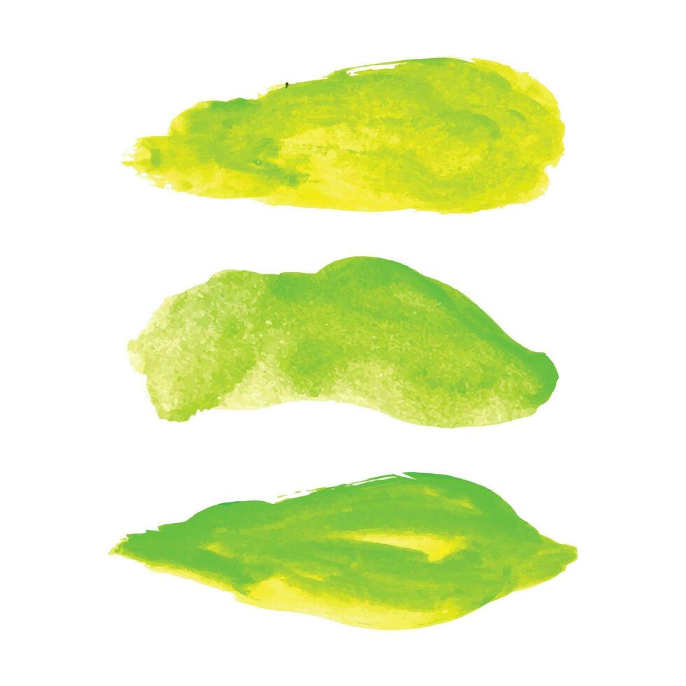 einstellen von Grün Aquarell Blätter, Hand Bürste Schlaganfall, einstellen von Frühling Blätter Aquarell, Blätter Vektor Illustration