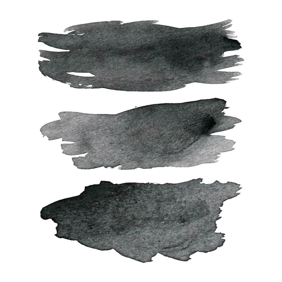 vektor svart bläck vattenfärg borsta textur uppsättning, svart vektor bläck borsta stroke samling, abstrakt borsta element design