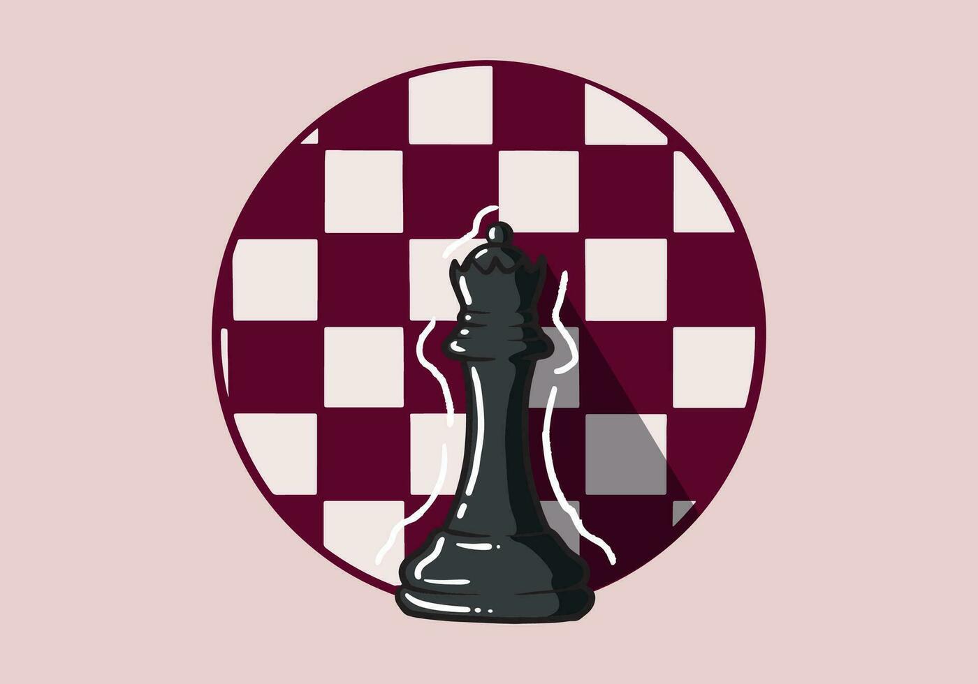 hand dragen svart drottning schack bitar isolerat på bakgrund. schack logotyp för webb webbplats, app och skriva ut presentation. kreativ konst begrepp vektor