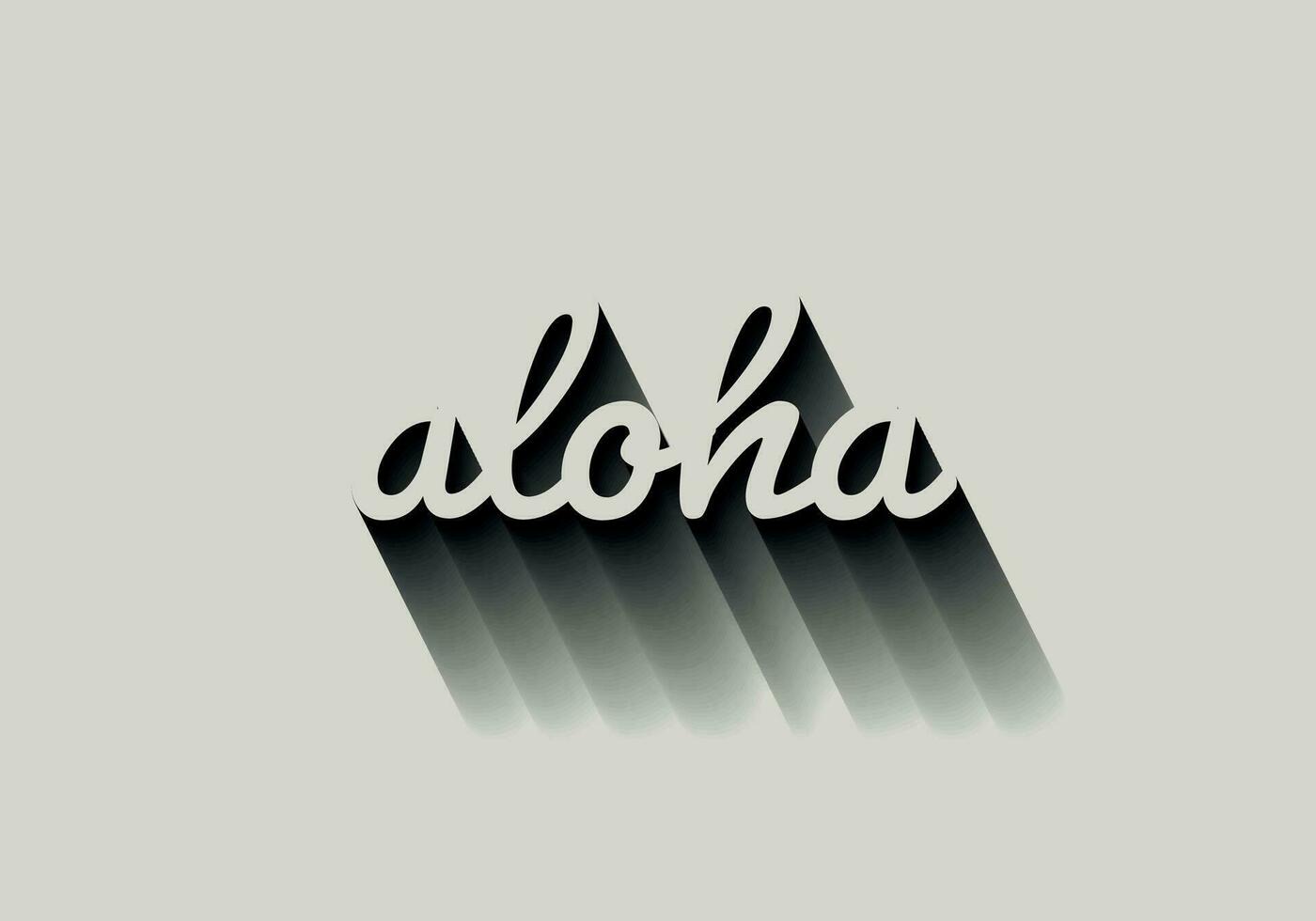 Aloha Hand zeichnen Beschriftung Kalligraphie mit Schatten auf Hintergrund. Sommer- bekleidung drucken Design zum Karte, Poster, Shirt. minimalistisch Stil Tee drucken. Vektor Kalligraphie Illustration.