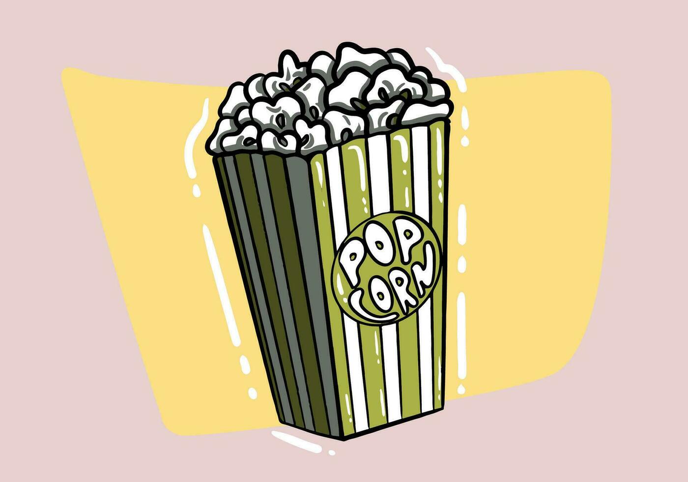 Popcorn Hand gezeichnet Vektor. Pop Mais, Kino Film Kasten, Essen Eimer, Film Snack, Tasche Container Popcorn skizzieren. isoliert Farbe Illustration vektor