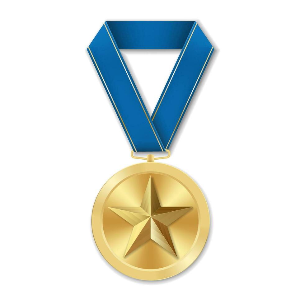 goldene preismedaille mit sternillustration aus geometrischen formen vektor