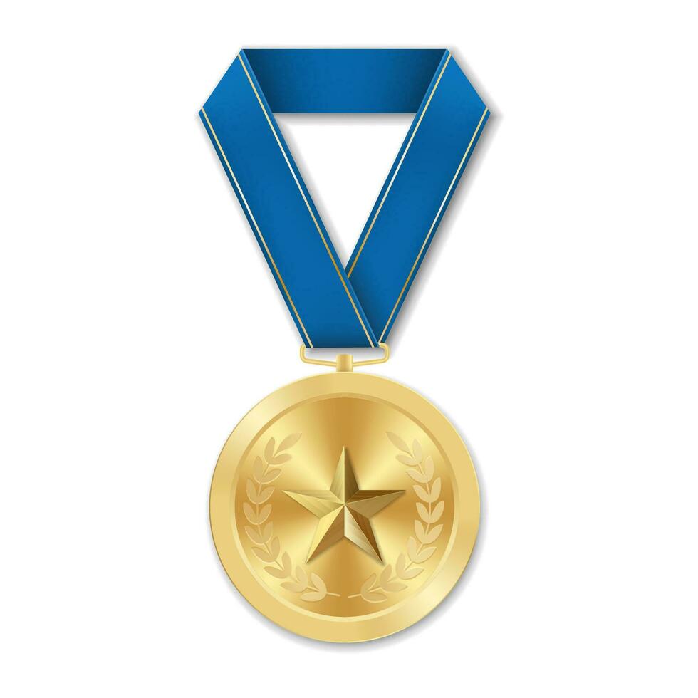 goldene preismedaille mit sternillustration aus geometrischen formen vektor