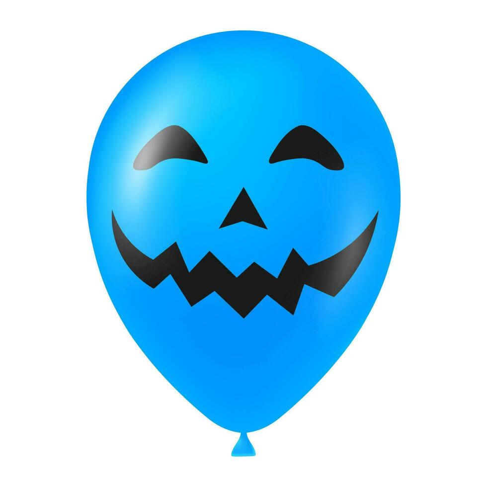 halloween blå ballong illustration med skrämmande och rolig ansikte vektor