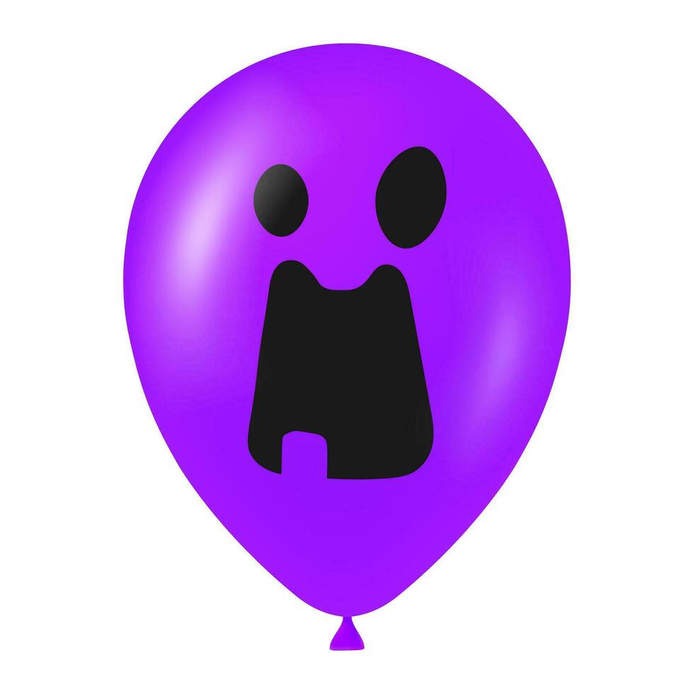 halloween lila ballong illustration med skrämmande och rolig ansikte vektor