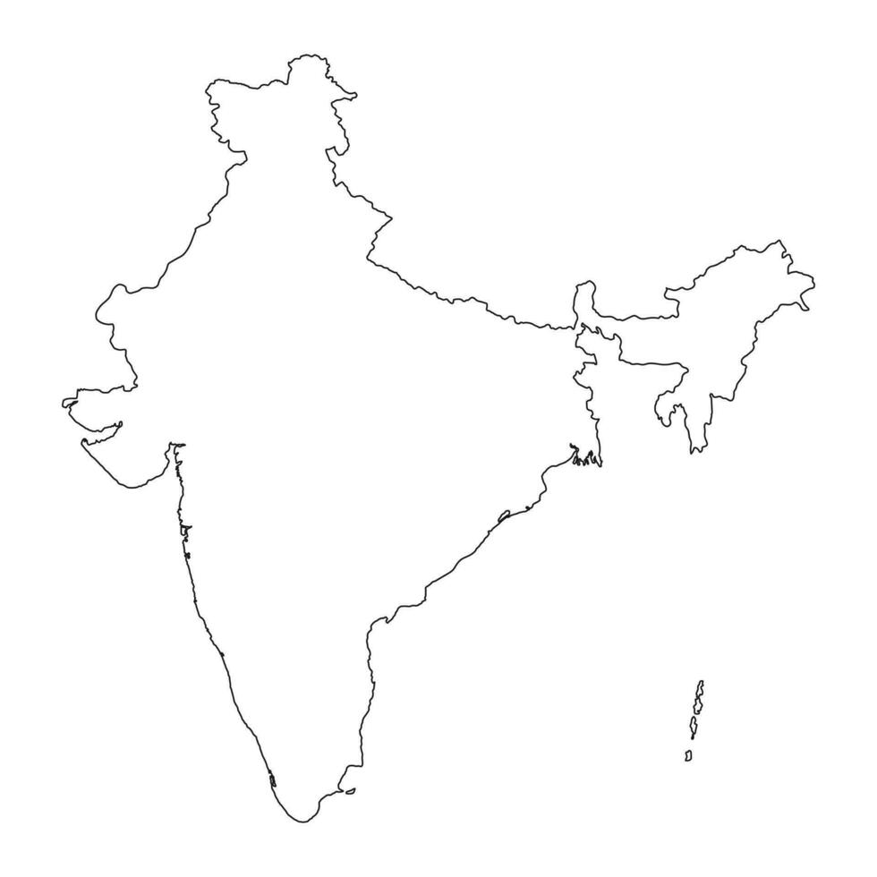 sehr detaillierte Indien-Karte mit auf dem Hintergrund isolierten Grenzen vektor