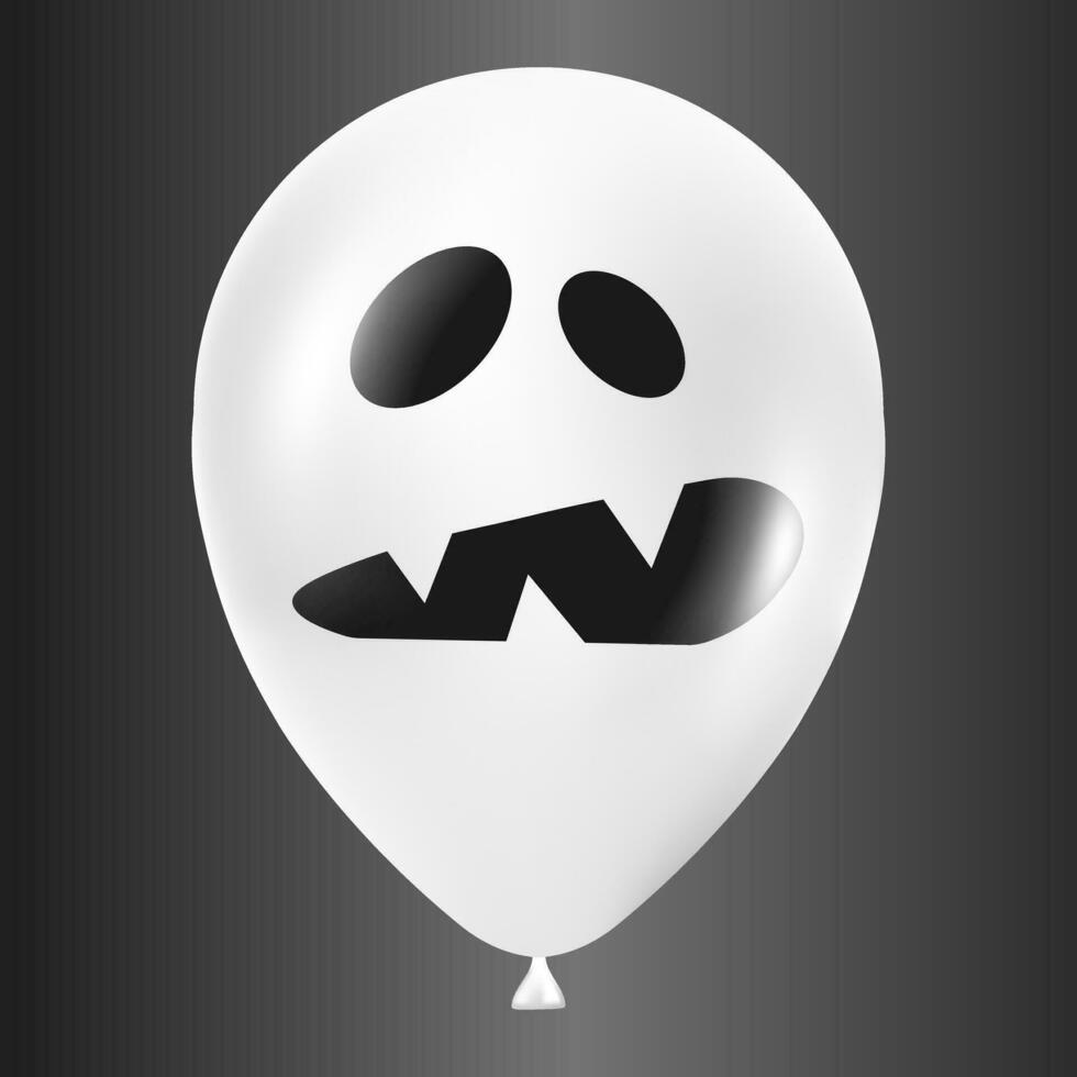 Halloween Weiß Ballon Illustration mit unheimlich und komisch Gesicht isoliert auf dunkel Hintergrund vektor