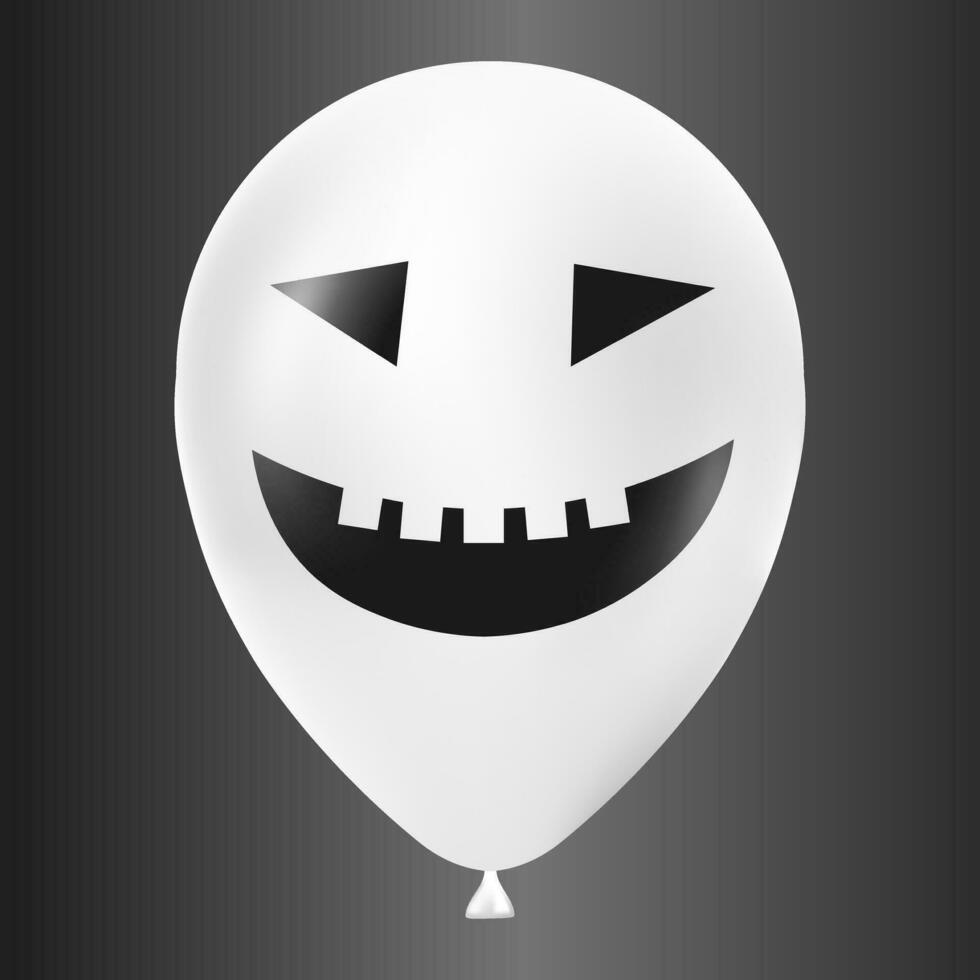 Halloween Weiß Ballon Illustration mit unheimlich und komisch Gesicht isoliert auf dunkel Hintergrund vektor