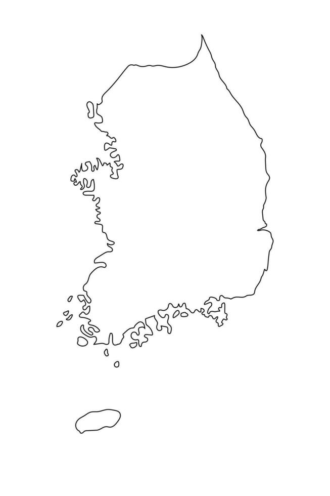 mycket detaljerad karta över Sydkorea med gränser isolerade på bakgrunden vektor