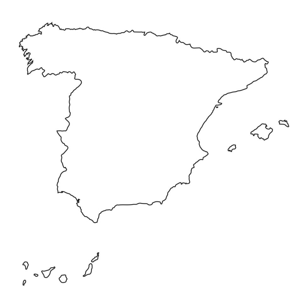 sehr detaillierte Spanien-Karte mit auf dem Hintergrund isolierten Grenzen vektor