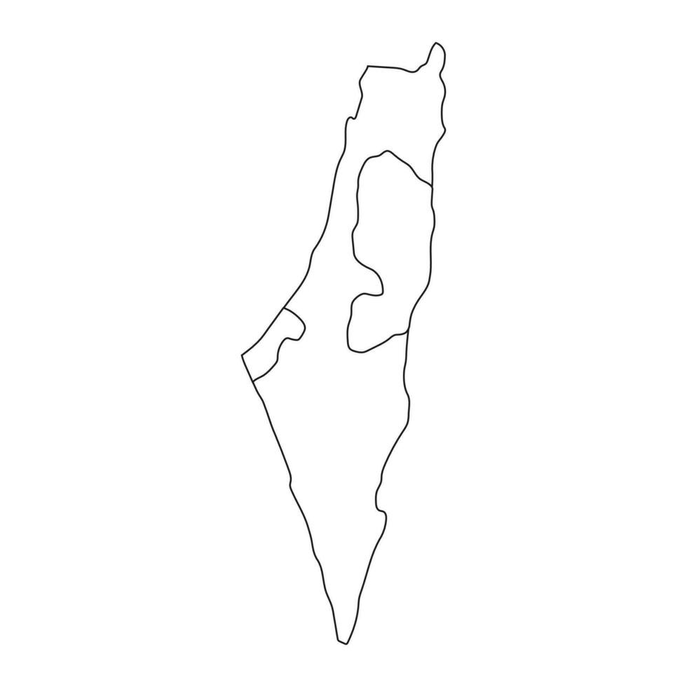 mycket detaljerad israelkarta med gränser isolerade på bakgrunden vektor