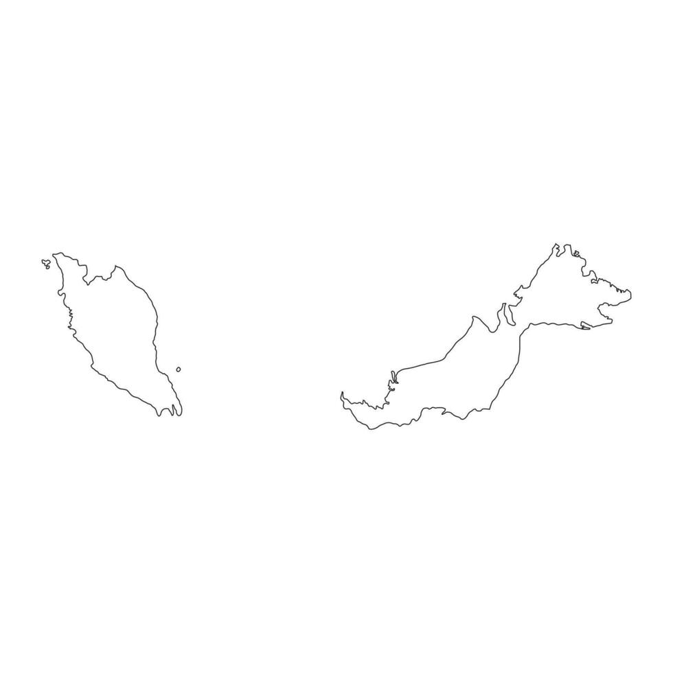 mycket detaljerad malaysia karta med gränser isolerade på bakgrunden vektor