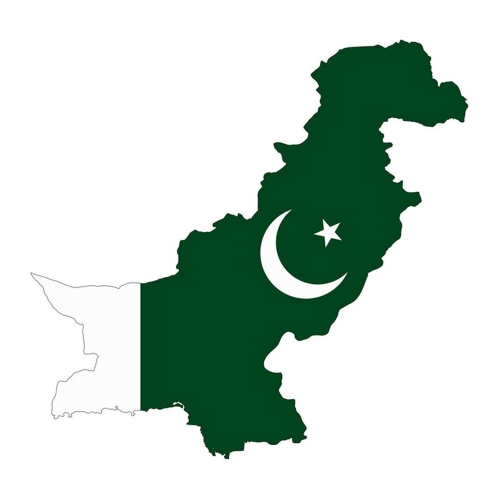 Pakistan Karte Silhouette mit Flagge isoliert auf Weiß Hintergrund vektor