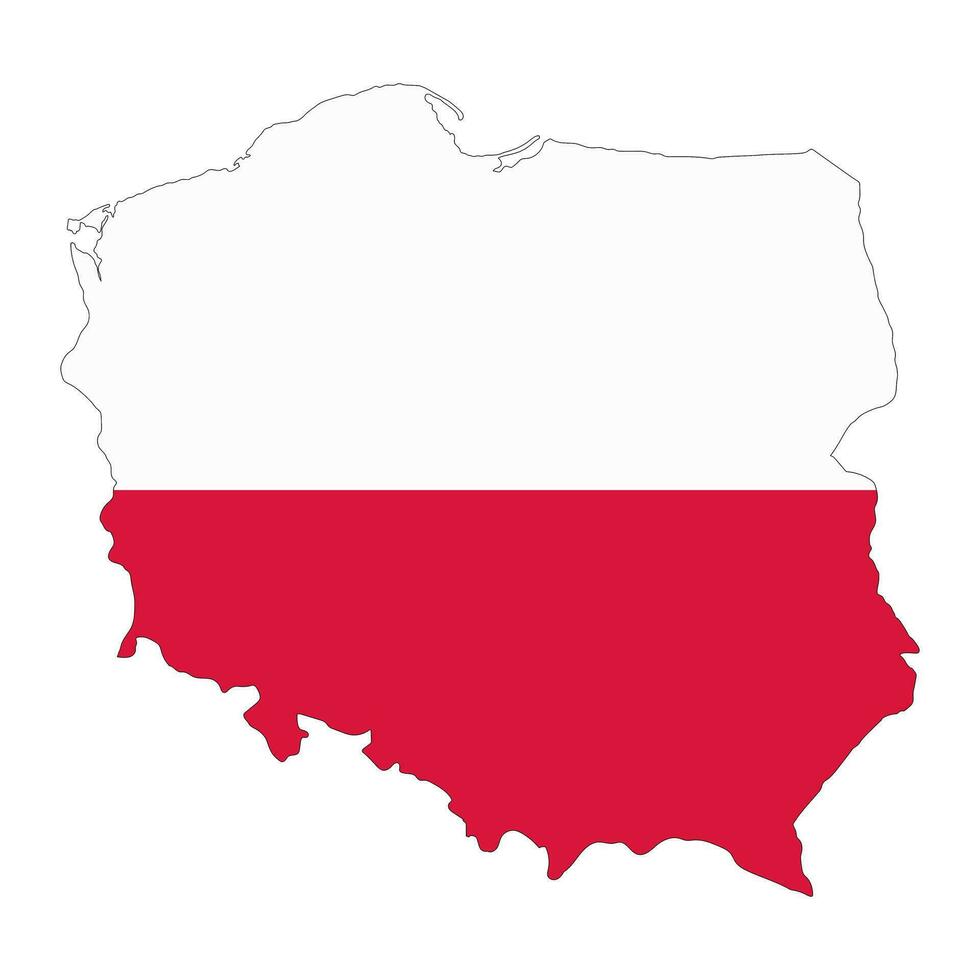 Polen Karte Silhouette mit Flagge isoliert auf Weiß Hintergrund vektor