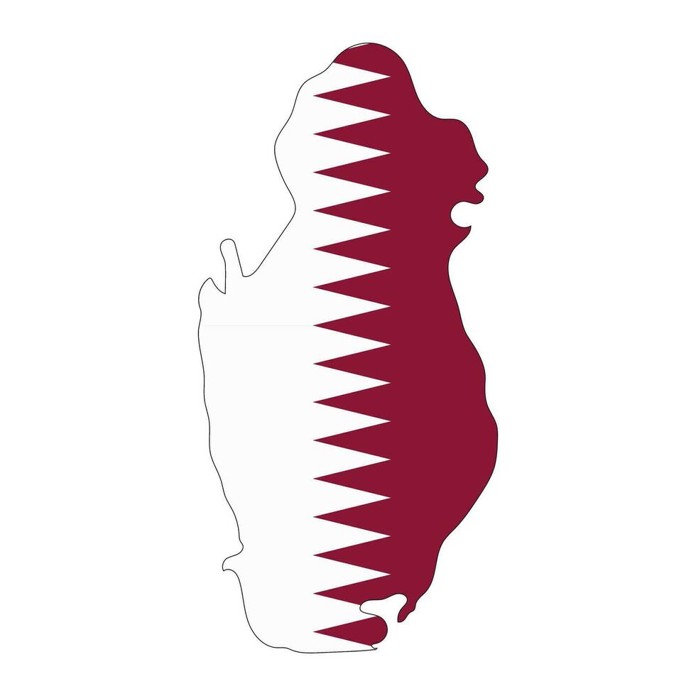 Katar Karte mit Silhouette mit Flagge isoliert auf Weiß Hintergrund vektor
