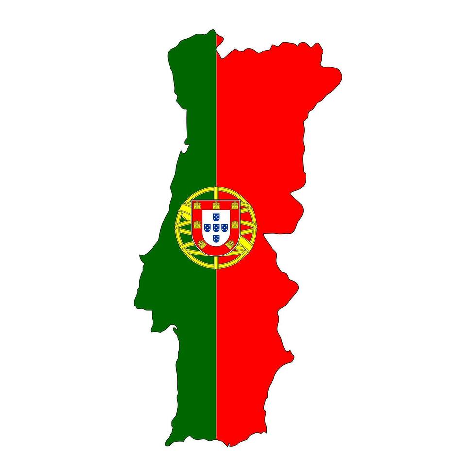 Portugal Karte Silhouette mit Flagge isoliert auf Weiß Hintergrund vektor