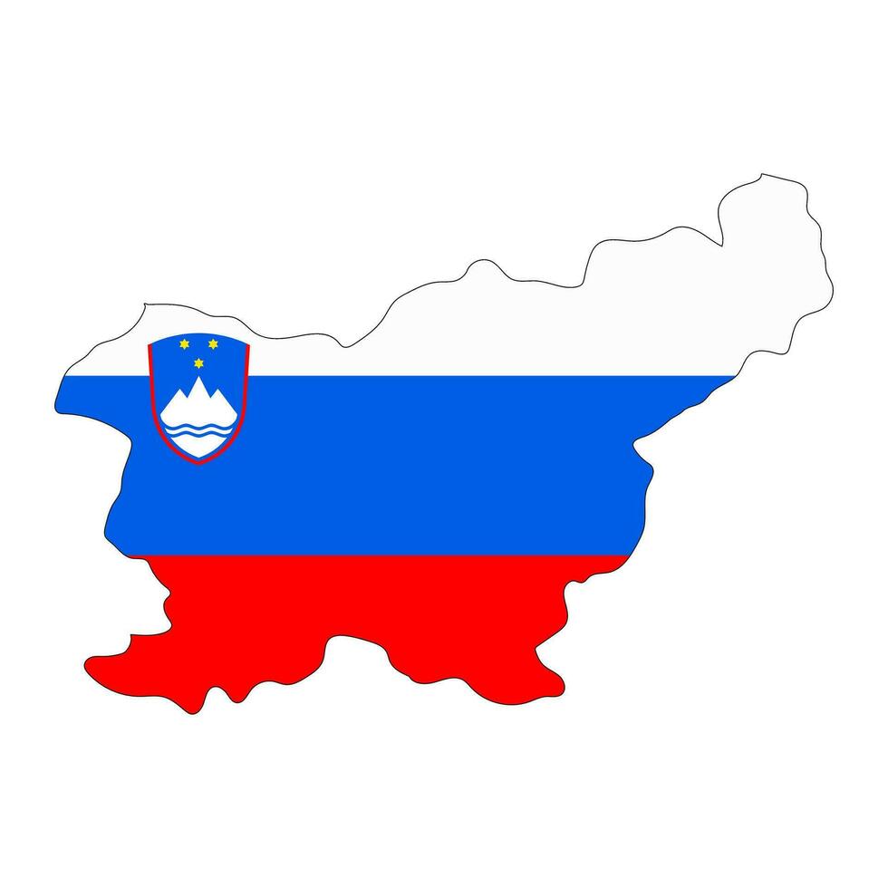 Slowenien Karte Silhouette mit Flagge isoliert auf Weiß Hintergrund vektor
