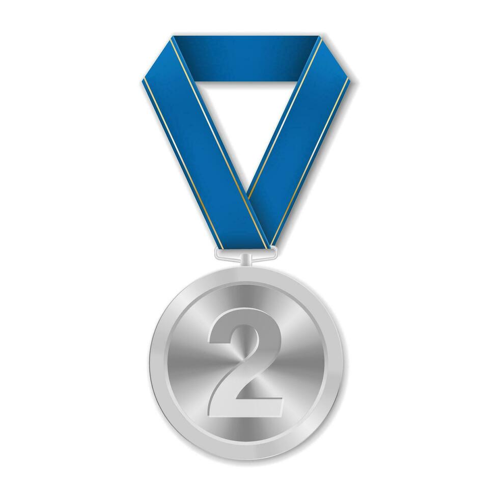 silver- tilldela medalj med siffra illustration från geometrisk former vektor