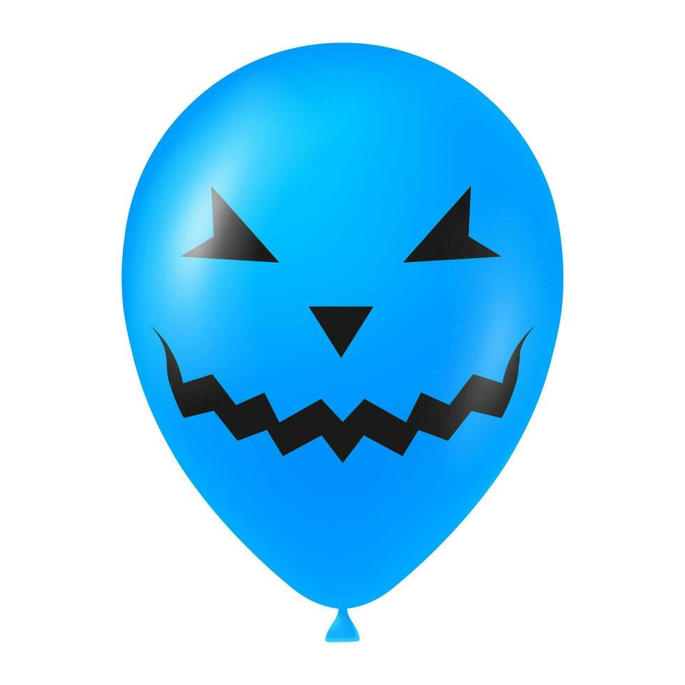 halloween blå ballong illustration med skrämmande och rolig ansikte vektor