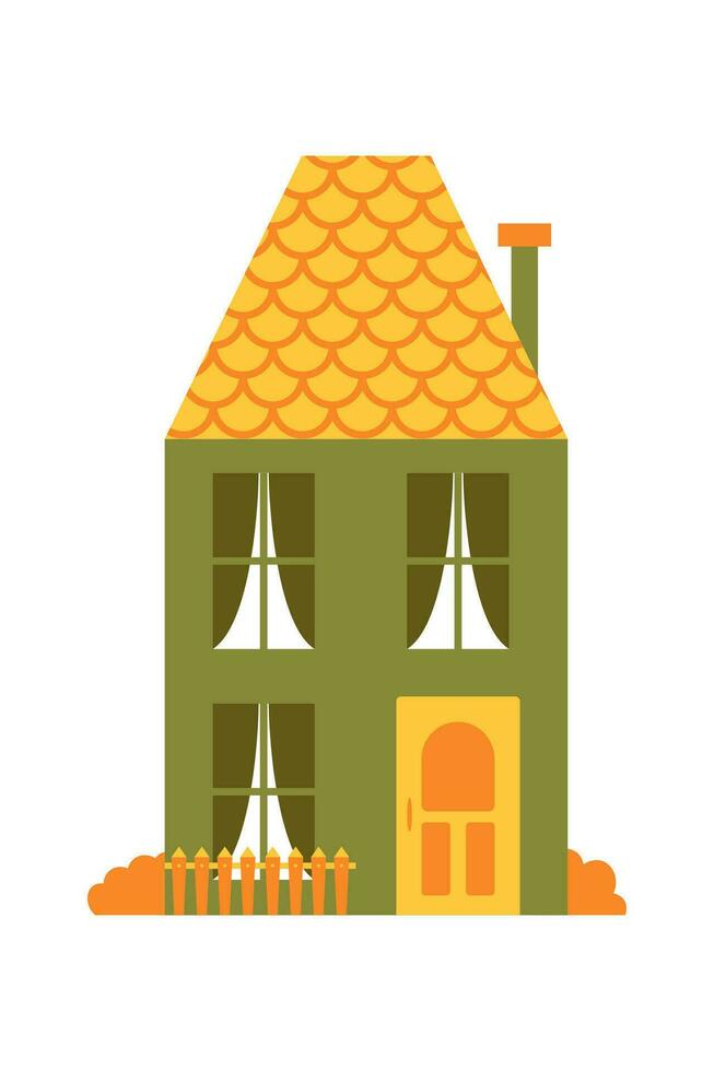 süß Karton Haus Vektor Illustration. das Familie Haus Symbol isoliert auf Weiß Hintergrund. Gegend mit Häuser illustriert.