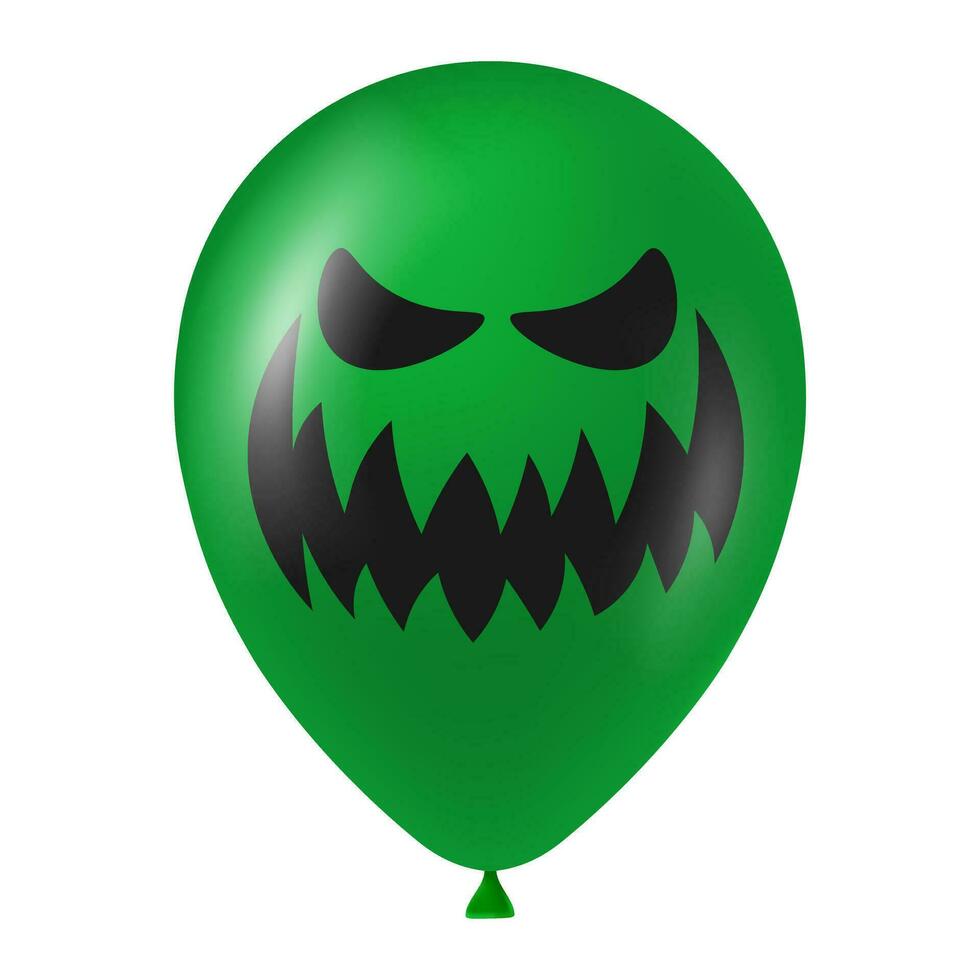 halloween grön ballong illustration med skrämmande och rolig ansikte vektor
