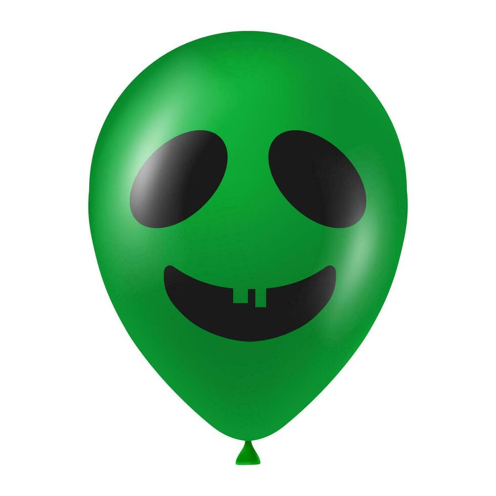 halloween grön ballong illustration med skrämmande och rolig ansikte vektor