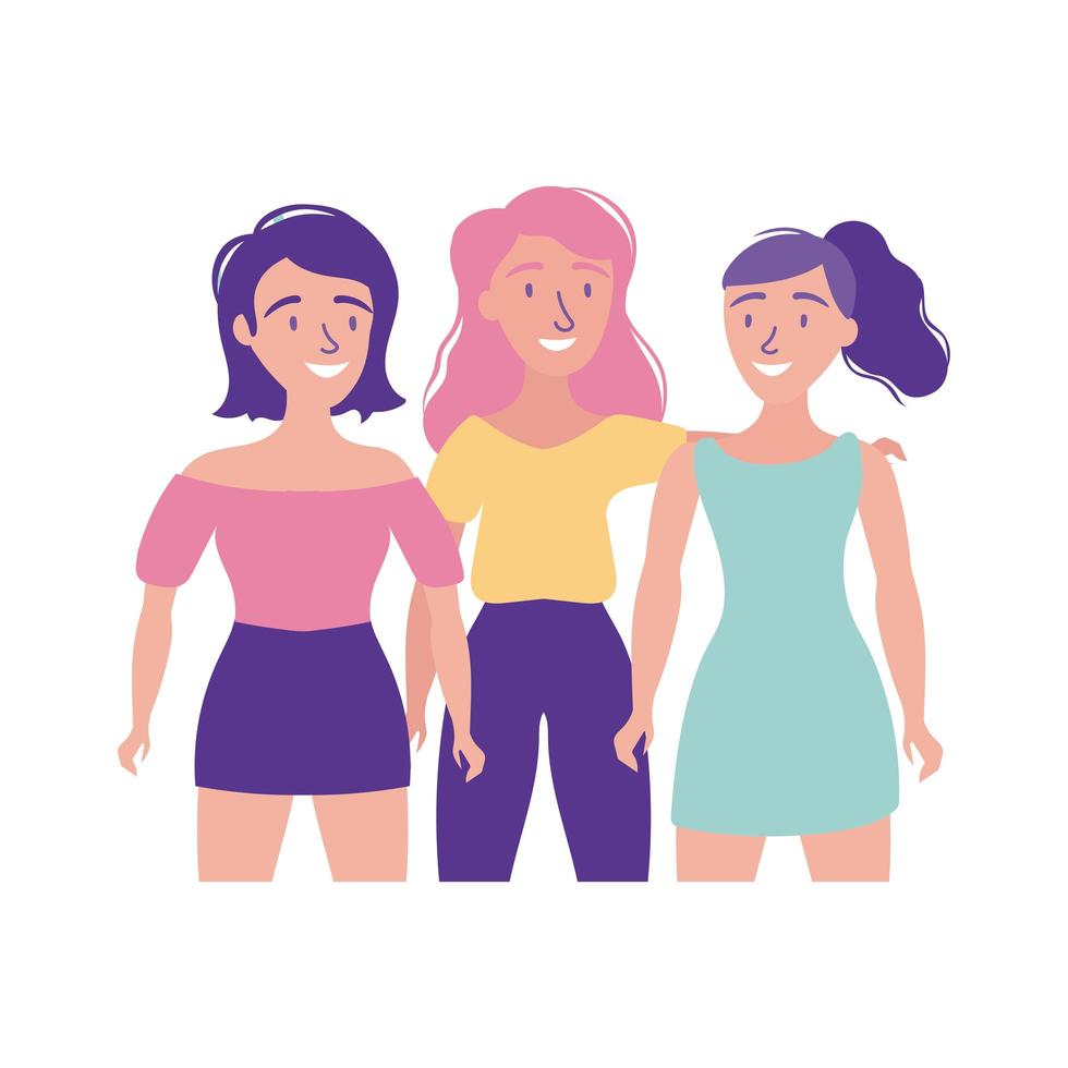 Fröhliche Freundschaftstagfeier mit Mädchen im flachen Pastellstil vektor