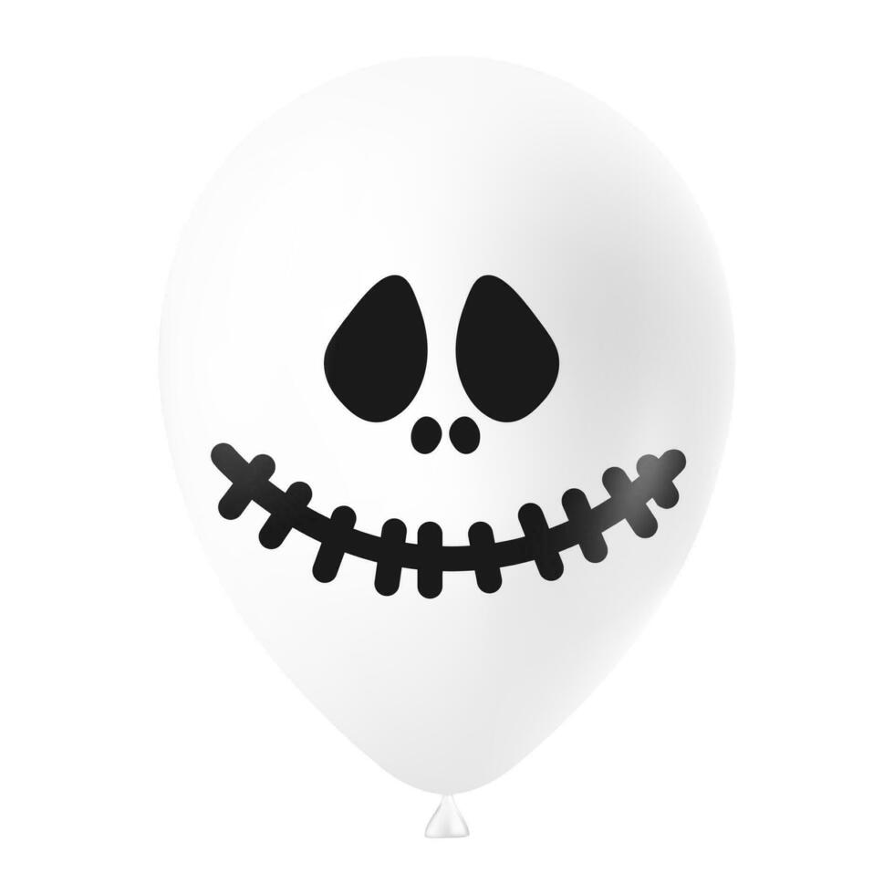 Halloween Weiß Ballon Illustration mit unheimlich und komisch Gesicht vektor