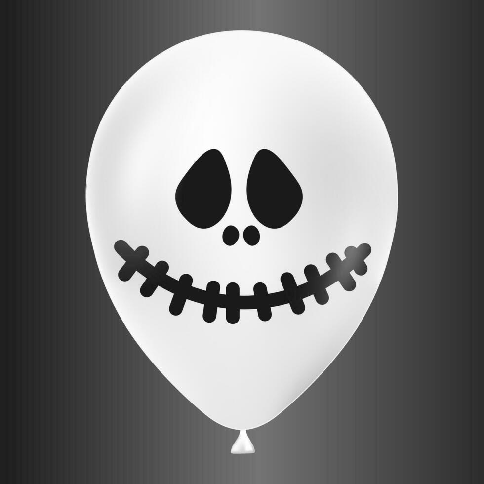 halloween vit ballong illustration med skrämmande och rolig ansikte isolerat på mörk bakgrund vektor