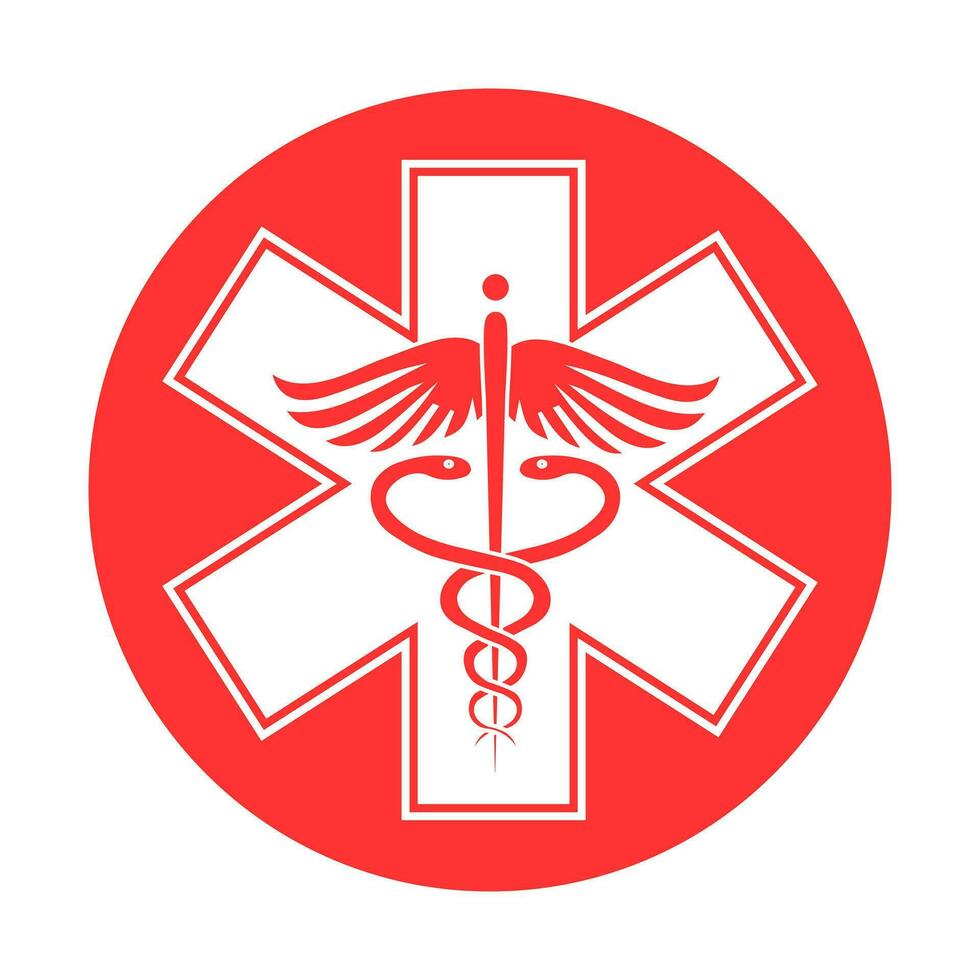 medizinische Zeichenstern des Lebensikone. Krankenhaus Krankenwagen Stern Glyphen Stil Piktogramm vektor