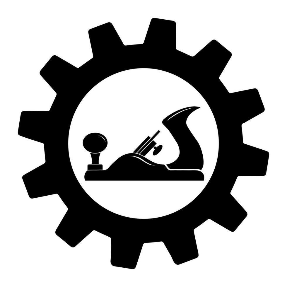 Illustration der flachen Blockebene im Zahnradsymbol vektor