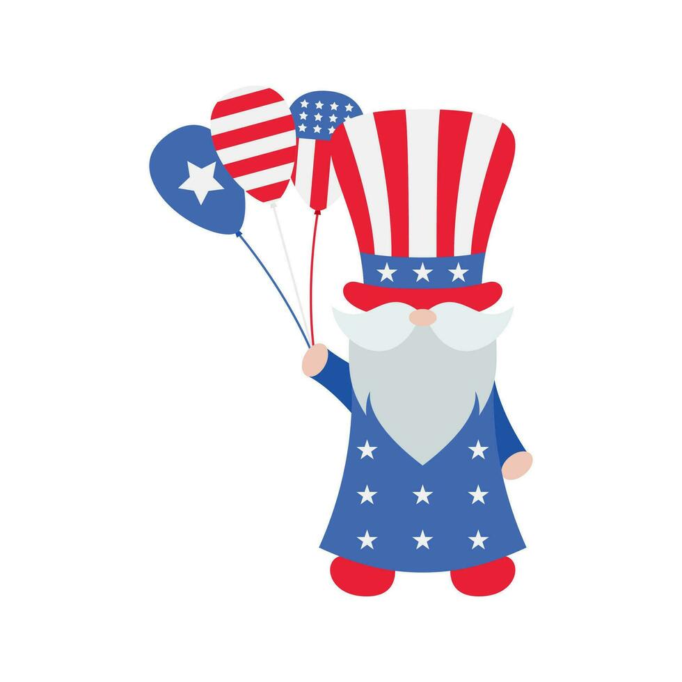 patriotisch Zwerge Illustration. komisch Zwerge im Amerika Unabhängigkeit Tag Kostüm Karneval. 4 .. von Juli Gnom Clip Art ist geeignet zum feiern von 4 .. von Juli Vektor Element Design.