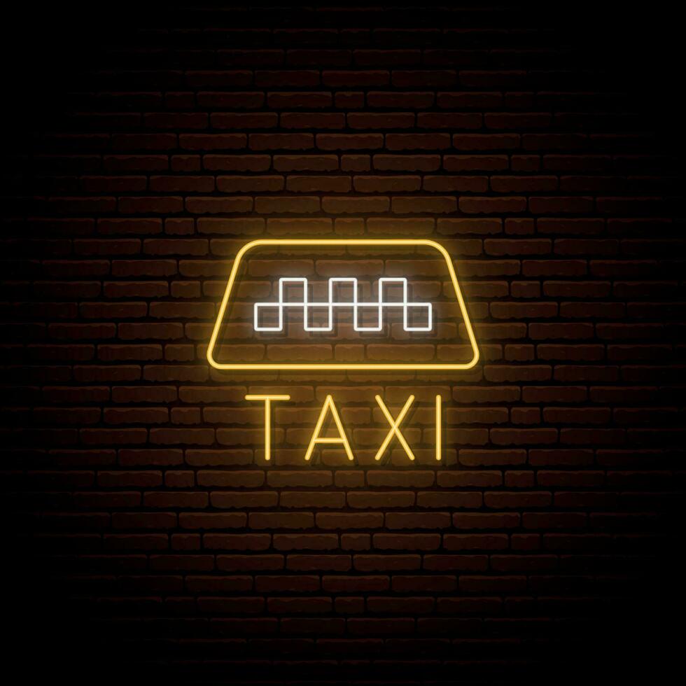 neon taxi tecken. vektor