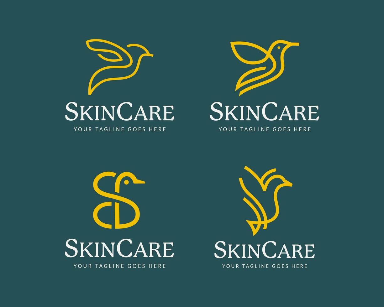 vektor uppsättning av brev s fågel monoline med elegant stil logotyp design för hud vård och skönhet
