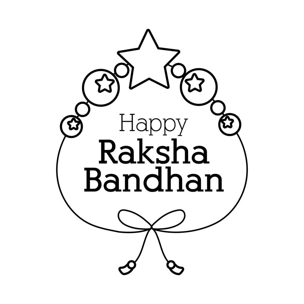 Happy Raksha Bandhan Armband mit Kugeln und Star Line Style line vektor