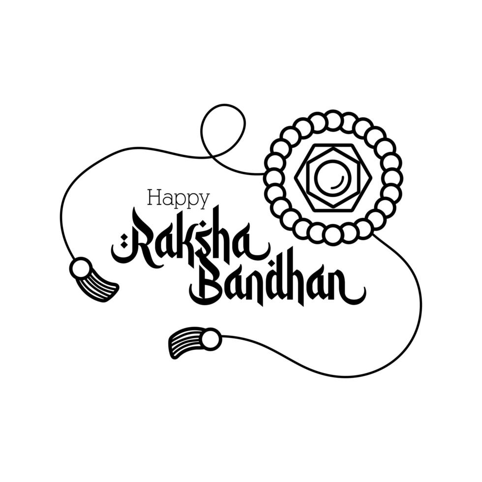 Happy Raksha Bandhan Blumenarmband Zubehörlinie Stil vektor